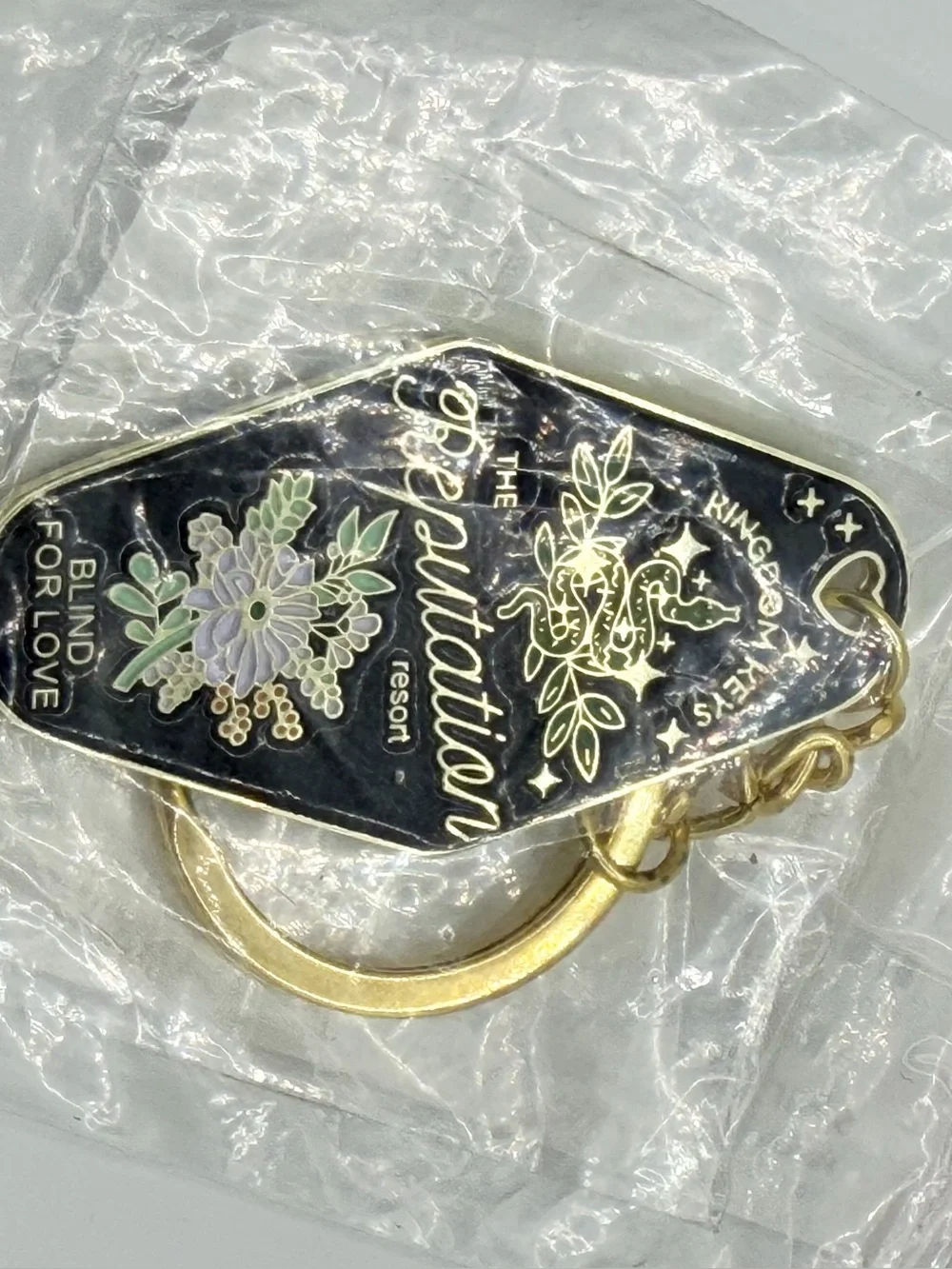 Reputation Inspired Motel Keychain Black Enamel Key Ring T Swift
